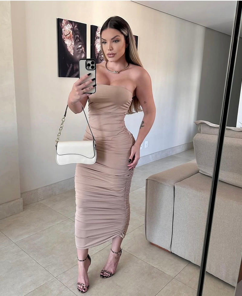 Vestido no tecido Ribana com bojo N