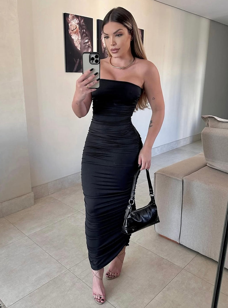 Vestido no tecido Ribana com bojo N