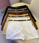 Short alfaiataria com cinto c e zíper